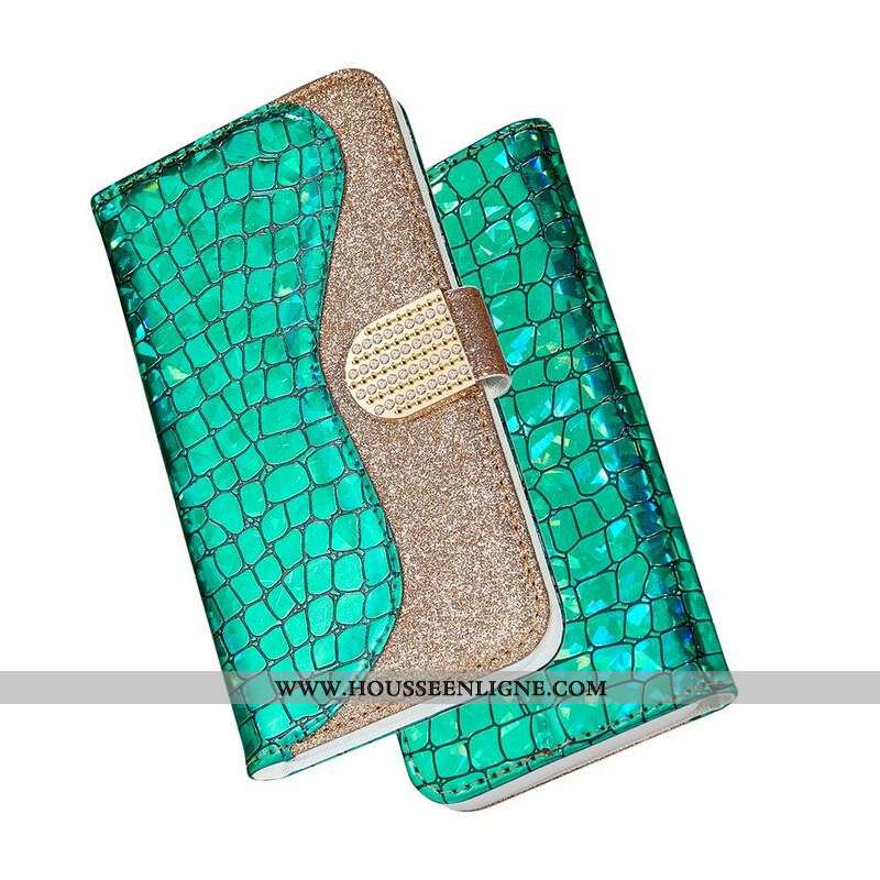 Housse Samsung Galaxy S21 5G Croco Diamants