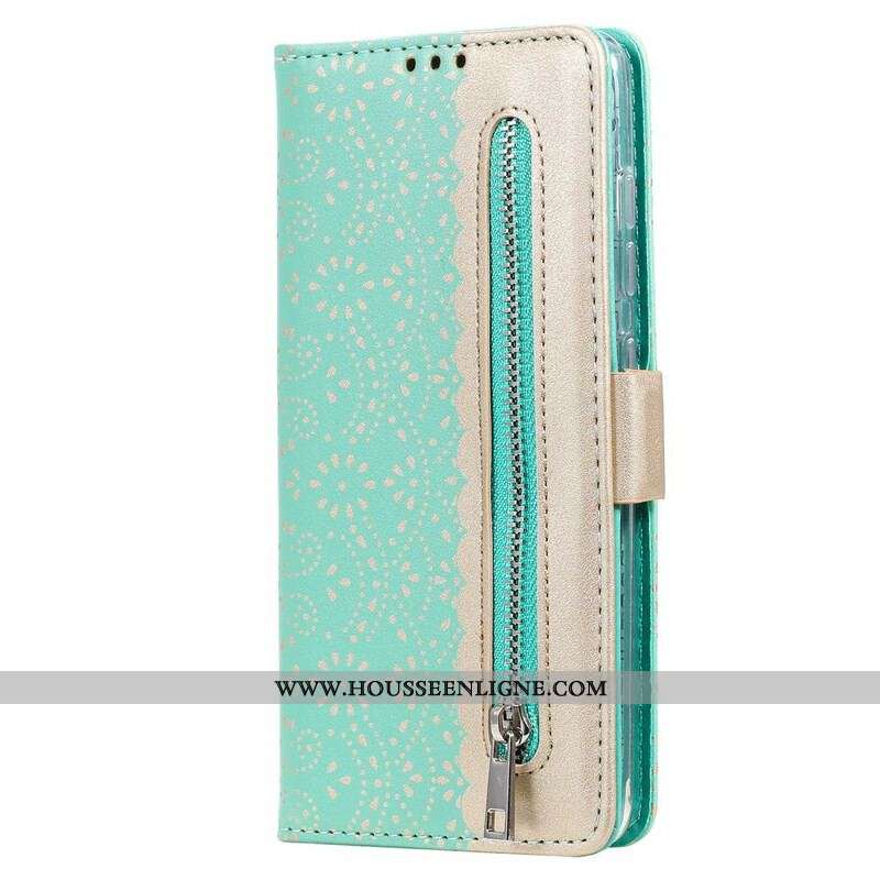 Housse Samsung Galaxy S21 5G Dentelle Porte-Monnaie à Lanière