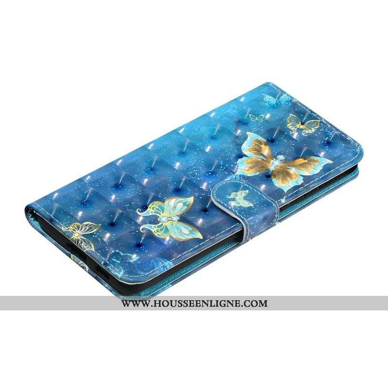 Housse Samsung Galaxy S21 5G Light Spot Papillons avec Lanière