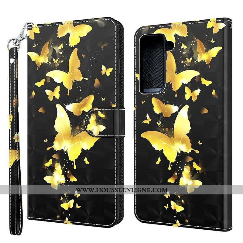 Housse Samsung Galaxy S21 5G Papillons Jaunes