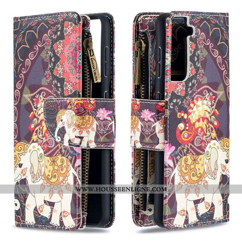 Housse Samsung Galaxy S21 5G Poche Zippée Éléphant