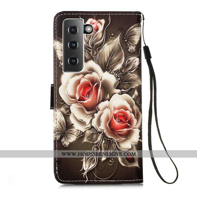 Housse Samsung Galaxy S21 5G Roses Dorées