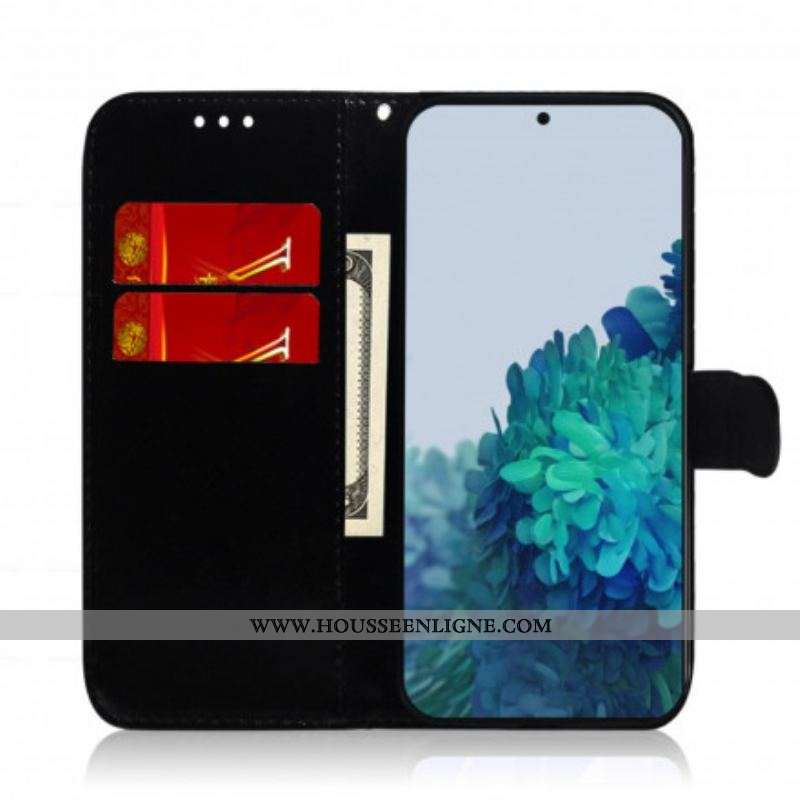 Housse Samsung Galaxy S21 5G Simili Cuir Couverture Miroir