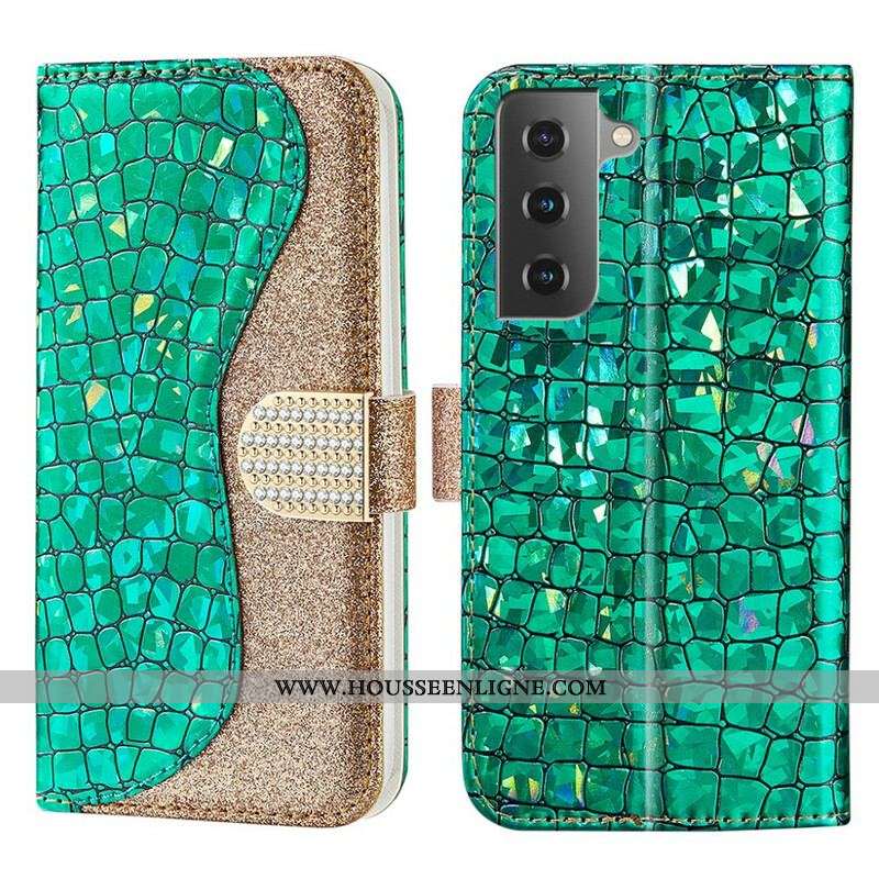 Housse Samsung Galaxy S21 FE Croco Diamants