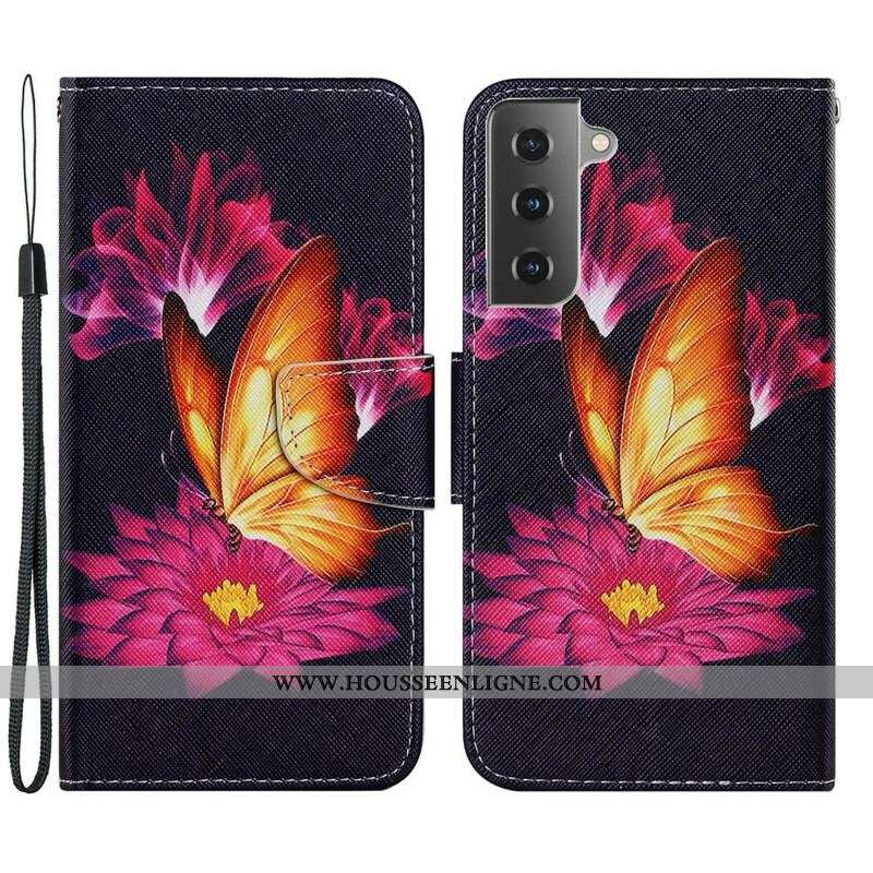 Housse Samsung Galaxy S21 FE Papillon et Lotus