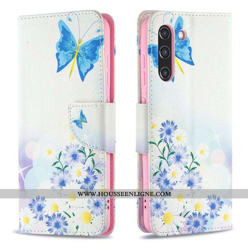 Housse Samsung Galaxy S21 FE Papillons et Fleurs Peints