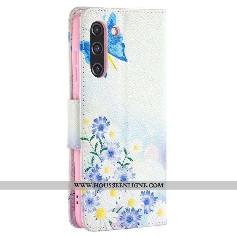 Housse Samsung Galaxy S21 FE Papillons et Fleurs Peints