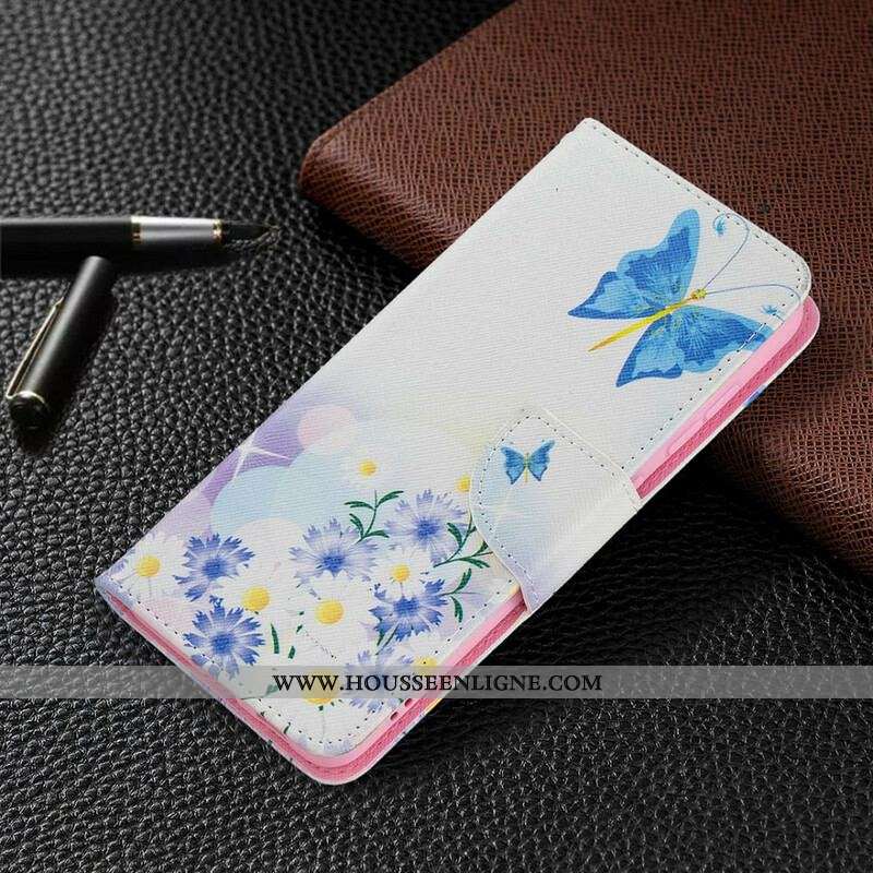 Housse Samsung Galaxy S21 FE Papillons et Fleurs Peints