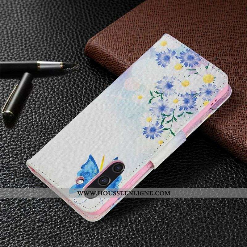 Housse Samsung Galaxy S21 FE Papillons et Fleurs Peints