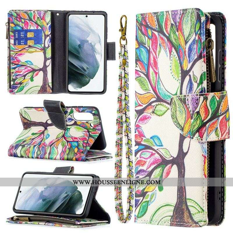 Housse Samsung Galaxy S21 FE Poche Zippée Arbre