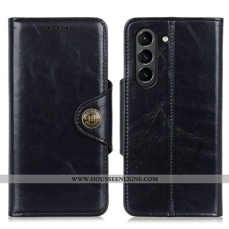 Housse Samsung Galaxy S21 FE Simili Cuir Bouton Verni