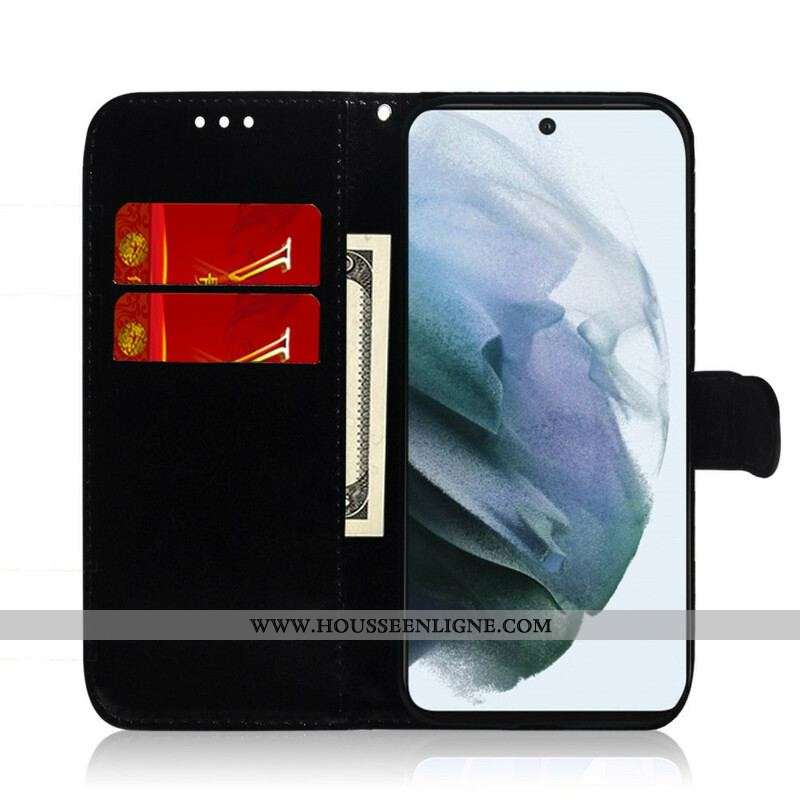 Housse Samsung Galaxy S21 FE Simili Cuir Couverture MIroir