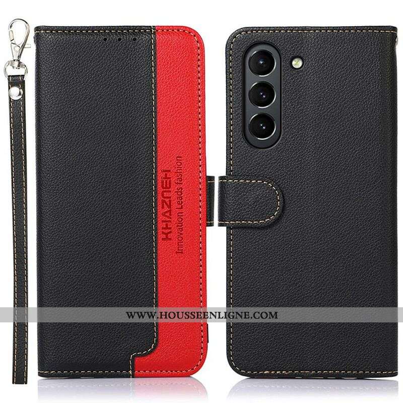 Housse Samsung Galaxy S21 FE Style Litchi RFID KHAZNEH