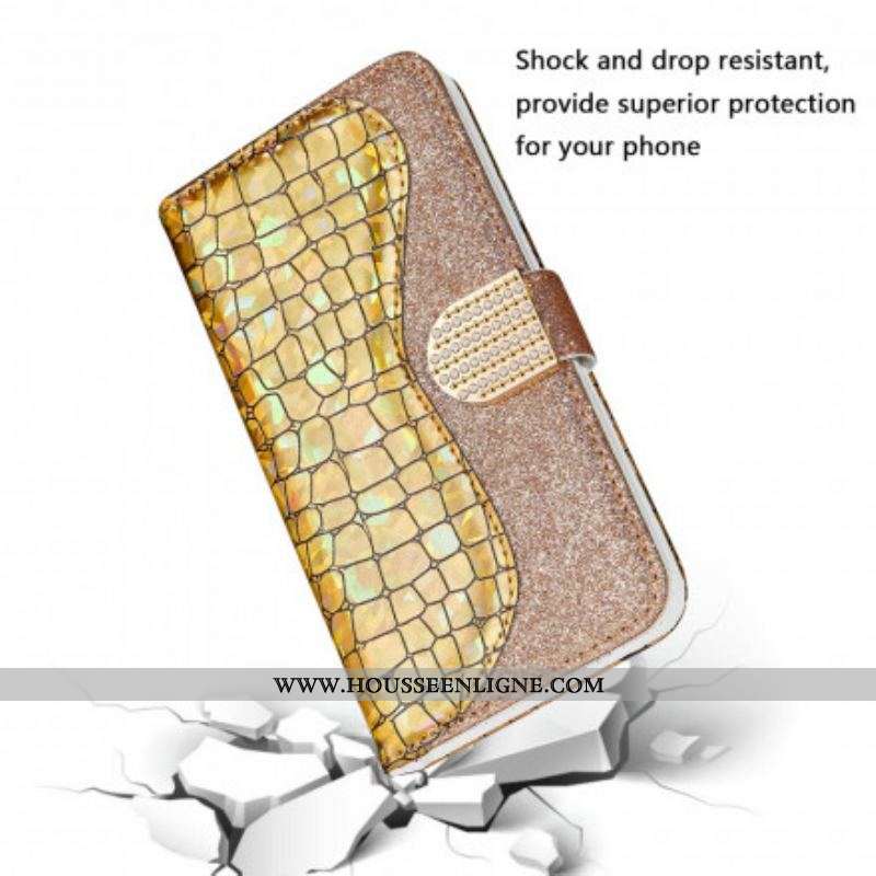 Housse Samsung Galaxy S21 Ultra 5G Croco Diamants