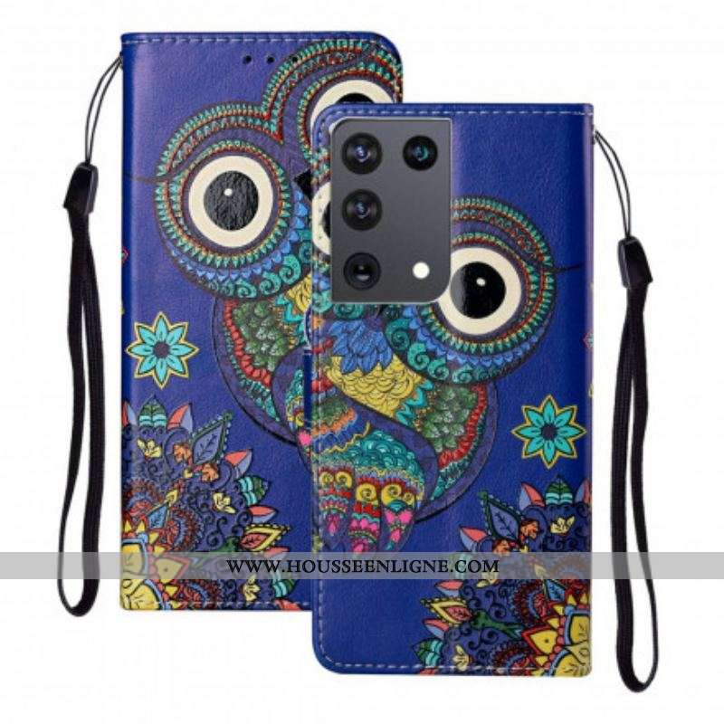 Housse Samsung Galaxy S21 Ultra 5G Hibou en Mandala