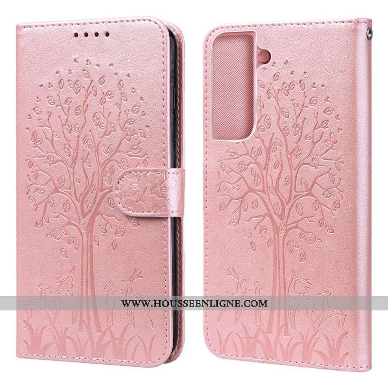 Housse Samsung Galaxy S22 5G Arbre et Cerfs