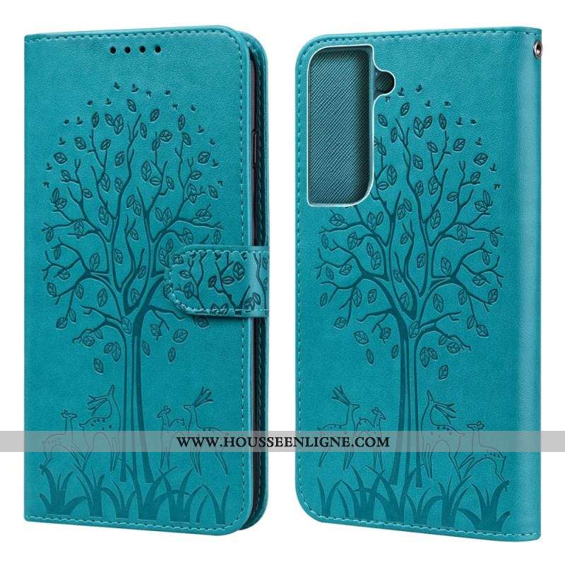 Housse Samsung Galaxy S22 5G Arbre et Cerfs