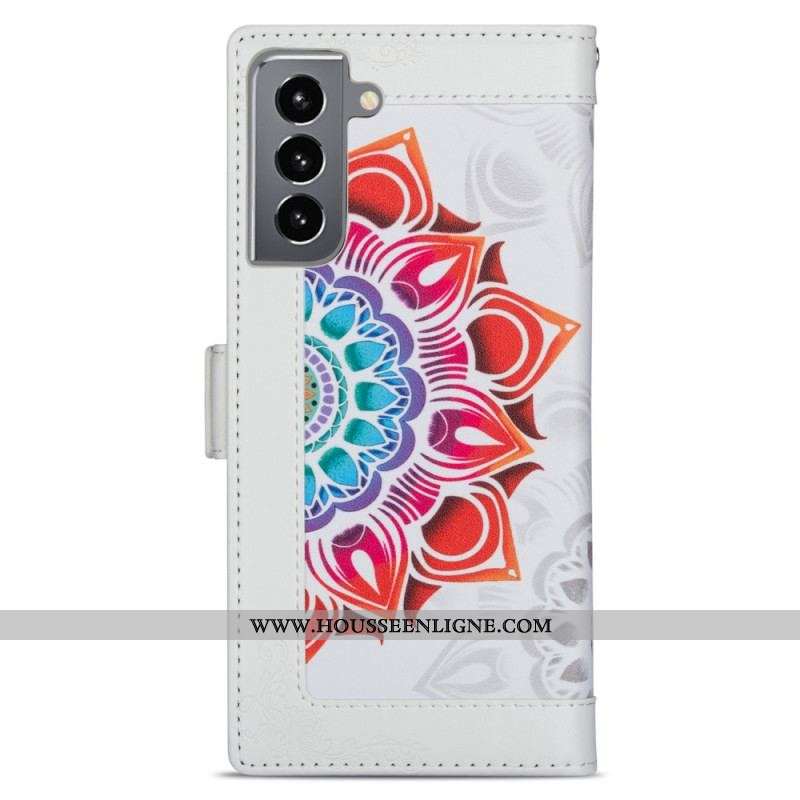 Housse Samsung Galaxy S22 5G Décoration Mandala à Lanière