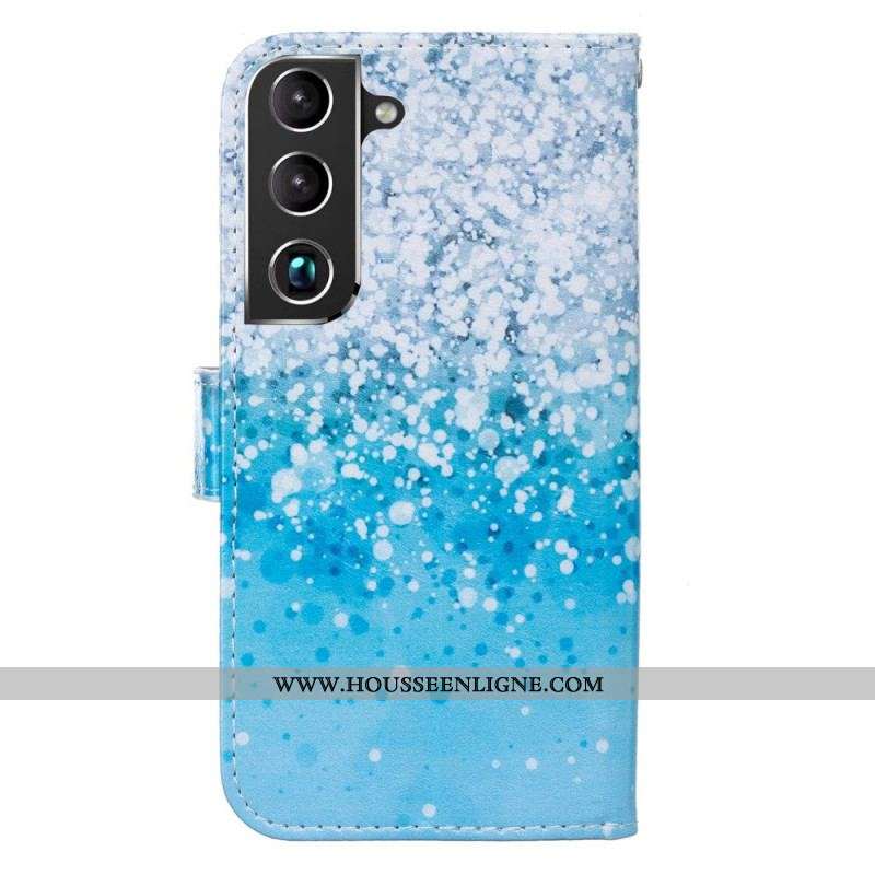 Housse Samsung Galaxy S22 5G Dégradé Paillettes Bleues