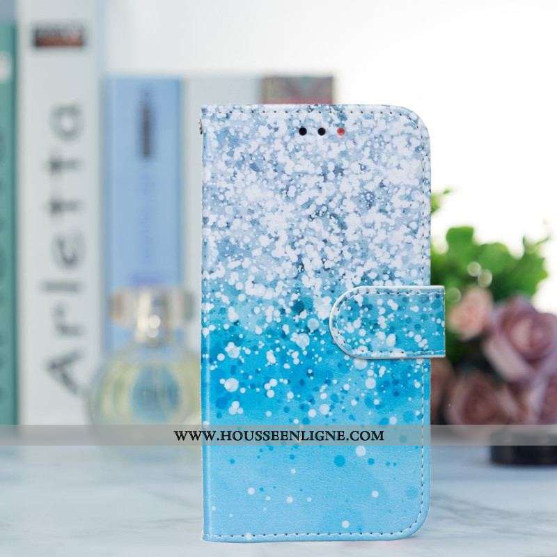 Housse Samsung Galaxy S22 5G Dégradé Paillettes Bleues