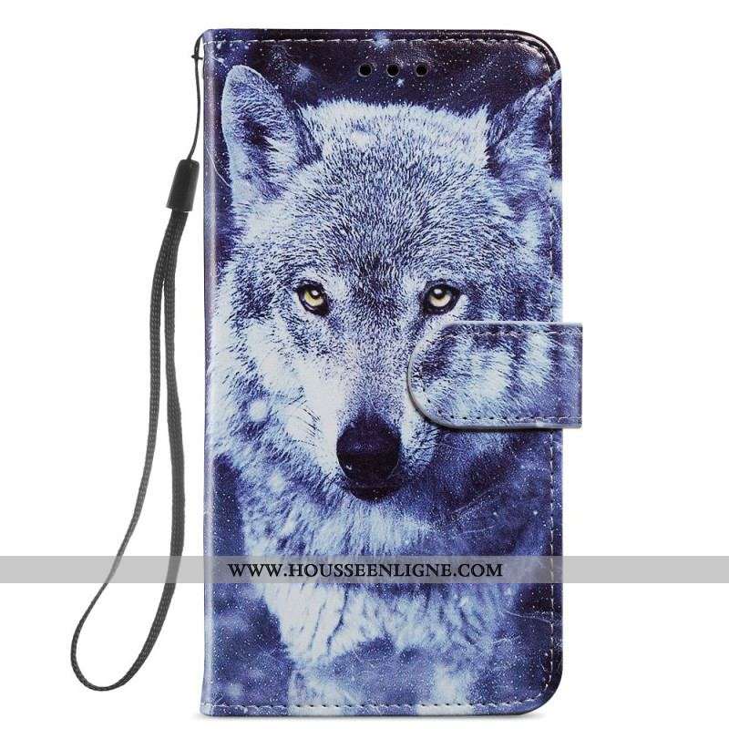 Housse Samsung Galaxy S22 5G Magnifiques Loups avec Lanière