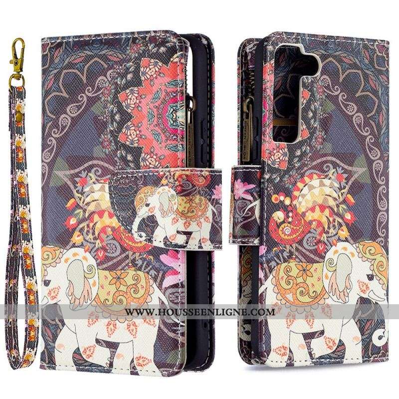 Housse Samsung Galaxy S22 5G Poche Zippée Éléphant