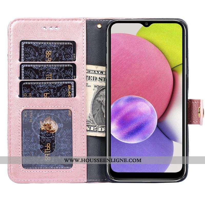 Housse Samsung Galaxy S22 5G Porte-Monnaie Frontal et Lanière