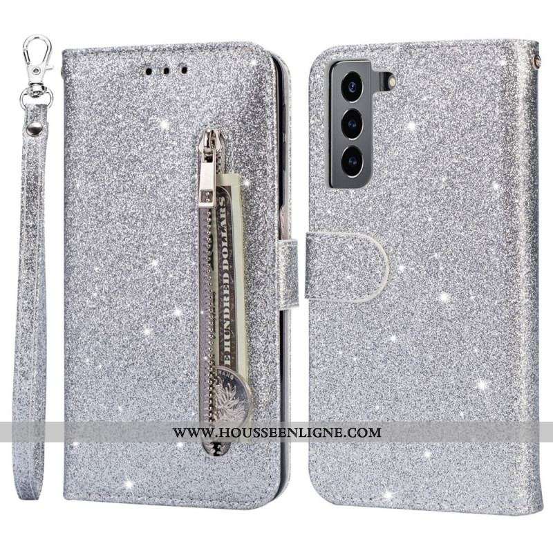 Housse Samsung Galaxy S22 5G Porte-Monnaie Paillettes