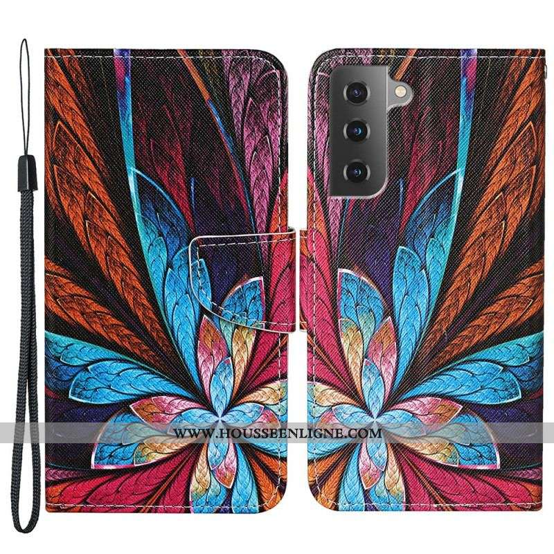 Housse Samsung Galaxy S22 Plus 5G Feuilles Colorées avec Lanière