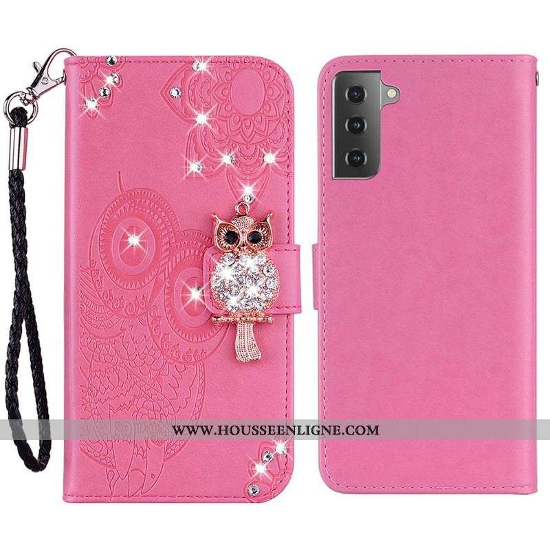 Housse Samsung Galaxy S22 Plus 5G Hibou Mandala et Breloque