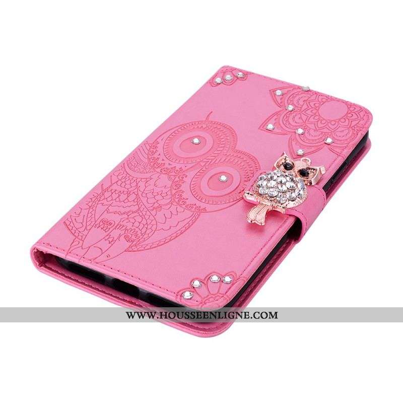 Housse Samsung Galaxy S22 Plus 5G Hibou Mandala et Breloque