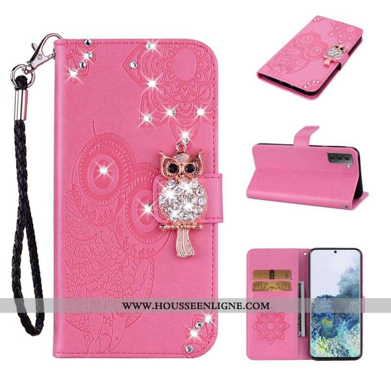 Housse Samsung Galaxy S22 Plus 5G Hibou Mandala et Breloque