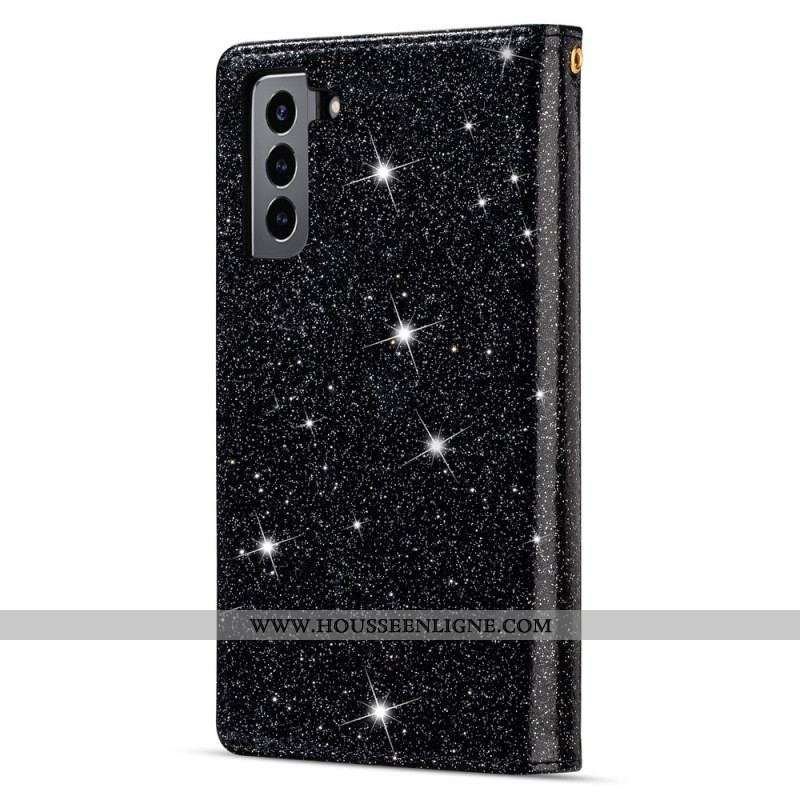 Housse Samsung Galaxy S22 Plus 5G Paillettes Portefeuille Zip