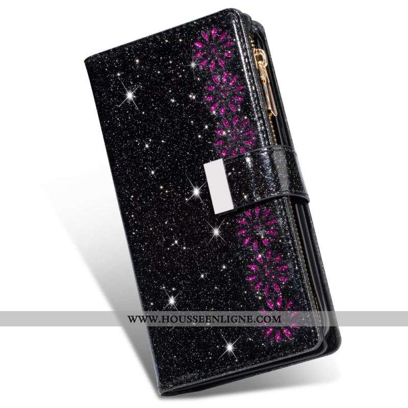 Housse Samsung Galaxy S22 Plus 5G Paillettes Portefeuille Zip