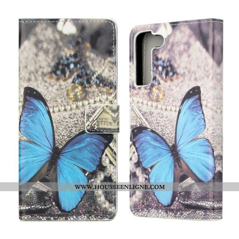 Housse Samsung Galaxy S22 Plus 5G Papillon Prestige Bleu