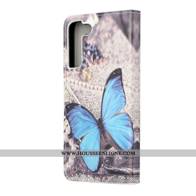 Housse Samsung Galaxy S22 Plus 5G Papillon Prestige Bleu