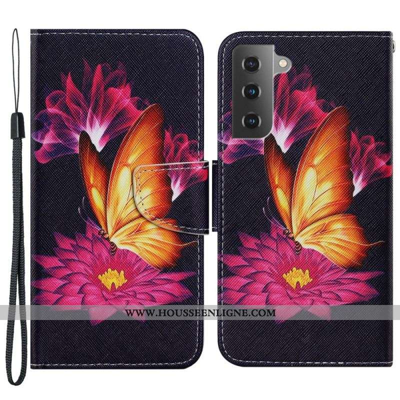 Housse Samsung Galaxy S22 Plus 5G Papillon et Lotus