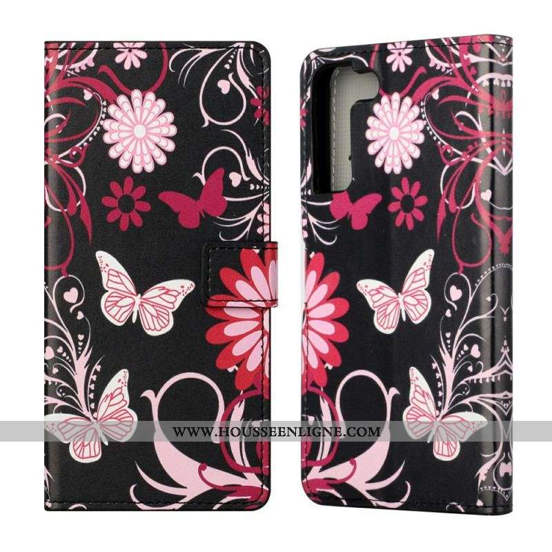 Housse Samsung Galaxy S22 Plus 5G Papillons et Fleurs