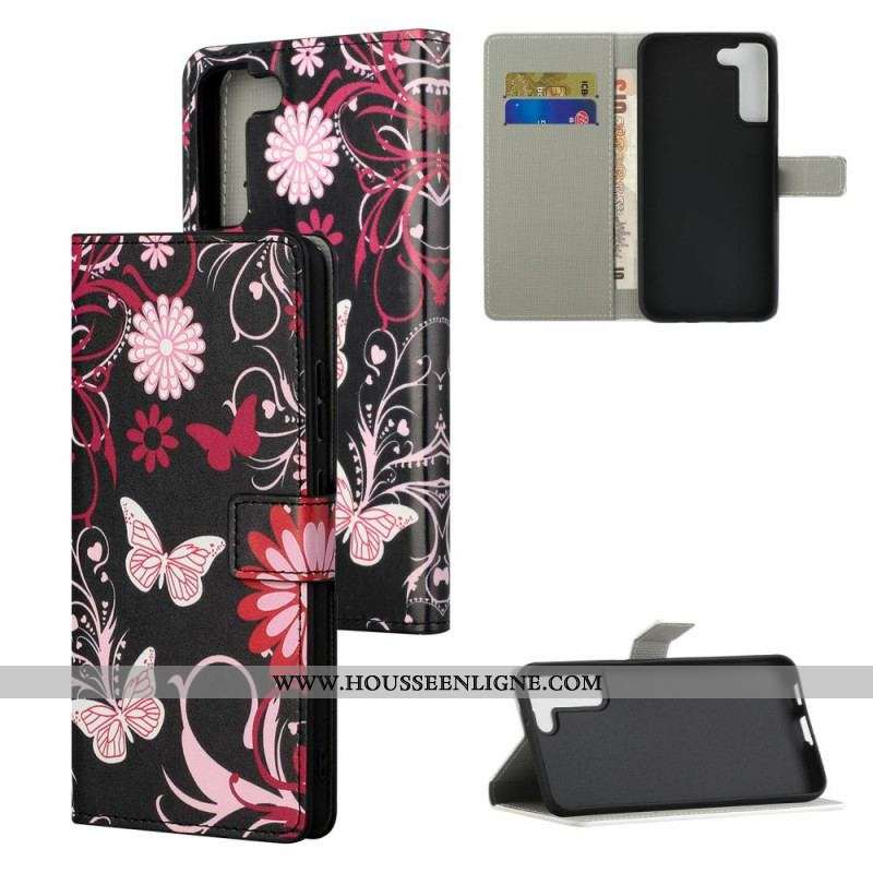 Housse Samsung Galaxy S22 Plus 5G Papillons et Fleurs