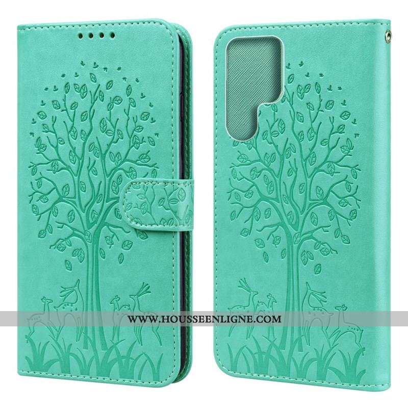 Housse Samsung Galaxy S22 Ultra 5G Arbre et Cerfs