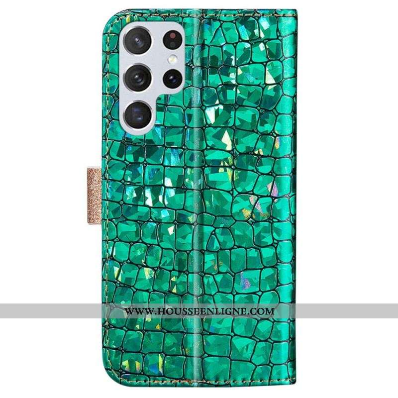 Housse Samsung Galaxy S22 Ultra 5G Croco Diamants