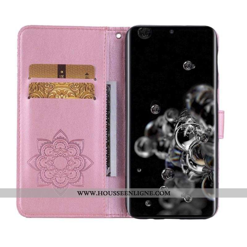 Housse Samsung Galaxy S22 Ultra 5G Hibou Mandala et Breloque