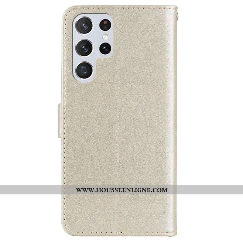 Housse Samsung Galaxy S22 Ultra 5G Hibou Mandala et Lanière