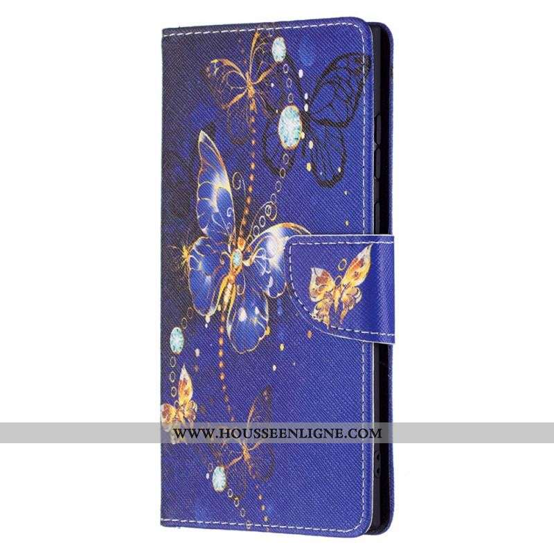 Housse Samsung Galaxy S22 Ultra 5G Papillons Dorés