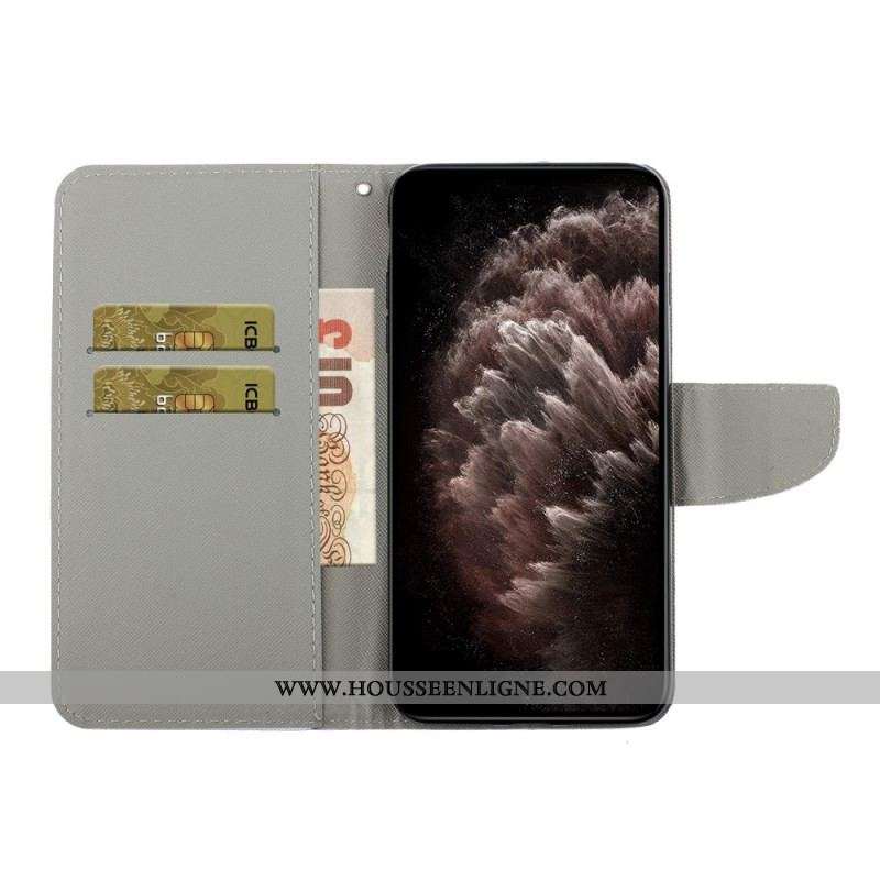 Housse Samsung Galaxy S22 Ultra 5G Papillons Floraux Lanière