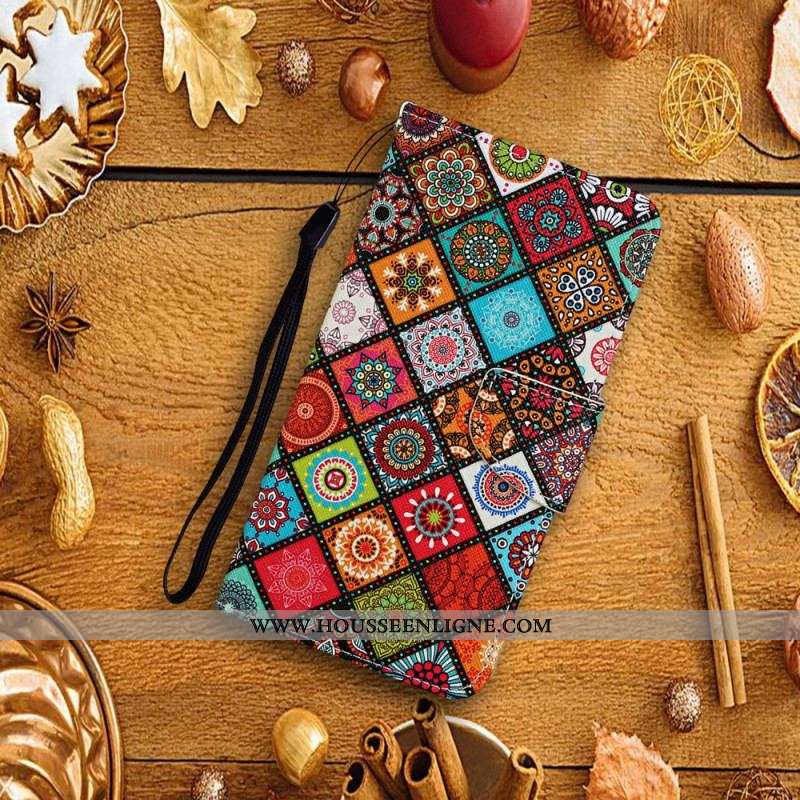 Housse Samsung Galaxy S22 Ultra 5G Patchwork Mandalas avec Lanière