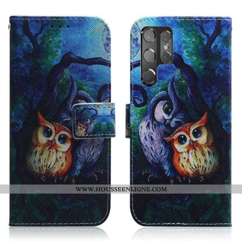 Housse Samsung Galaxy S22 Ultra 5G Peinture de Hiboux