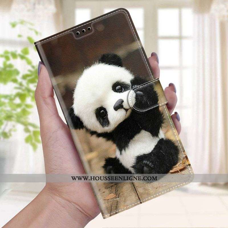 Housse Samsung Galaxy S22 Ultra 5G Play Petit Panda à Lanière