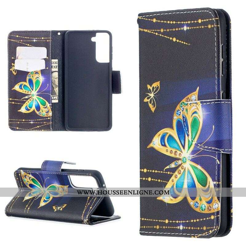 Housse Samsung Galaxy S221 5G Papillons Rois