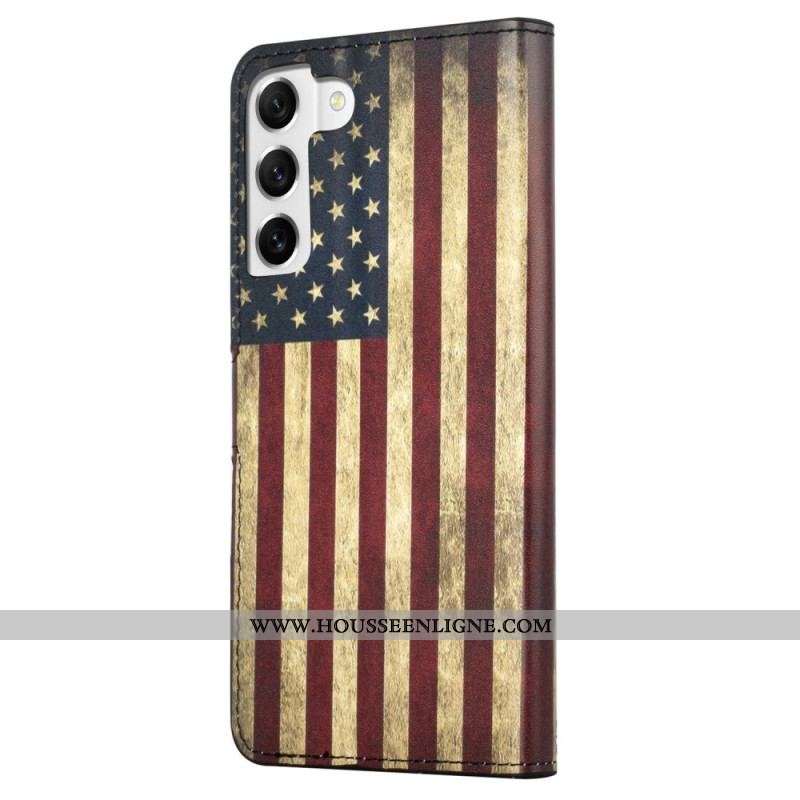 Housse Samsung Galaxy S23 5G Drapeau Américain Vintage